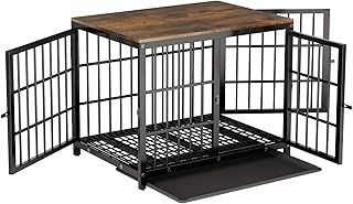 BingoPaw Wooden Dog Crate Indoor: 30inch Furniture Style Pet Cage Pet Kennel End Table with Three Doors and Removable Tray for Small Medium Dogs Black