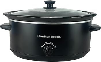 Hamilton Beach 6.5L Family Favourite Slow Cooker, 240W Energy-Efficient Design, Removable Oven-Safe Ceramic Bowl, 3 Heat Settings, Serves 6-8 People, Easy Clean, Black - HBSC070B