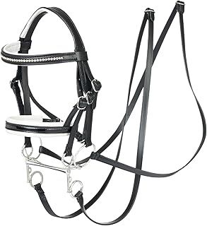 LeMieux Hobby Horse Double Bridle Black - Fits Hobby Horses - Leather with Functional Buckles - Two Sets of Reins - Educational Toy