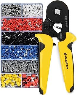 Bootlace Ferrule Crimping Tool Kit - Professional Crimping Tool Set with 1200 Wire Ferrule Terminal Connectors Self-Adjustable Ratchet Bootlace with Crimper Plier Range of 0.25-10mm²/awg23-10