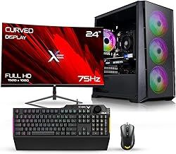 ADMI Gaming PC Bundle: Intel 12400F 4.4GHz Six Core, RTX 4060 8GB, 1TB NVME, 16GB RAM, WiFi, 24" Curved Monitor Windows 11