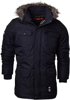 Crosshatch Mens Heavy Weight Fur Hood 'Parked' Parka Padded Waterproof Winter Coat Jacket