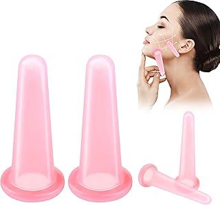 4PCS Face Cupping Set Silicone Facial Cupping Set Face Anti Cellulite Massager Health Care Cupping Pink Vacuum Massage Cup Kit Facial Cups for Facefor Body Facial Neck Eye Care