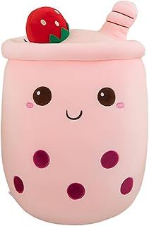 AMOZO Bubble Tea Plush Pillows, Cute Boba Plushies Soft Toys Giant Boba Stuffed Animal pillow for Boba Lovers (Pink, 35cm)