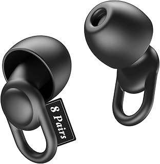 Silicone Ear Plugs for Sleep Noise Cancelling Noise Reusable Soft Comfortable Earplugs for Sleeping,Noise Sensitivity & Flights -16 Ear Tips in XS/S/M/L, 2 Travel Boxes - 33dB Noise Cancelling (Black)