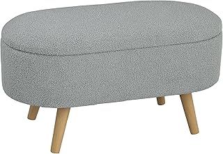 HOMCOM Ottoman Storage Bench, Padded Bedroom Bench with Storage and Lid, Foot Stool for Hallway, Living Room, Charcoal Grey
