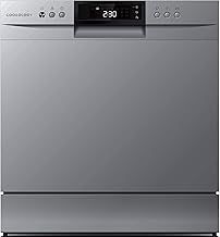 Cookology CTTD8SL-b Mini Counter Top Dishwasher in Silver - 8 Place Setting Capacity - Table Top - Compact Design - 7 Wash Cycles - ECO Friendly Mode