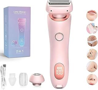 Solys Smooth Shave Pro - 2 in 1 Wet & Dry Electric, Waterproof Razor for Women, Painless Hair Removal, Removable Head (Pink)