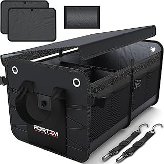 Car Boot Organiser, Car Boot Tidy, Car Boot Storage, Collapsible Multi Compartment Car Organiser, Non Slip Bottom, Adjustable Securing Straps, Soft Cover (2 Compartments, Blue)