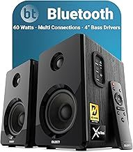 MAJORITY D40 | Active Bluetooth Bookshelf Speakers | Amplified HiFi Speakers with 60W 2.0 Channel 4" Drivers | Powered Studio Loudspeakers with Optical, RCA, USB & AUX Input | Remote Control Included