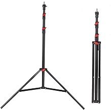 LENCARTA® Professional Tripod Light Stand 2.65 m / 104 inches | Aluminium Air Damped Photography Stand, Height Adjustable, Foldable and Portable Sturdy Tripod Stand, Matte Black for Studio Lighting
