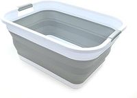 SAMMART 41L Collapsible Plastic Laundry Basket - Foldable Pop Up Storage Container/Organizer - Portable Washing Tub - Space Saving Hamper/Basket (Grey)