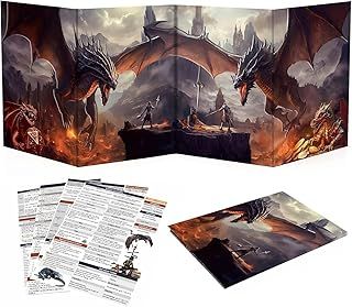 Haxtec DND DM Screen, Master Screen with Inserts Compatible with Dungeons and Dragons Board Game Masters, TTRPG Accessories DND Gifts for DM Dungeons Masters, DND Starter Set