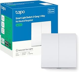 Tapo S220 Smart Light Switch 2 Gang 1 Way, Remote Control Smart Switch, Voice Control, Away Mode, No Neutral Needed, Battery included, Alexa Light Switch, Work with Alexa & Google, Tapo Hub Required