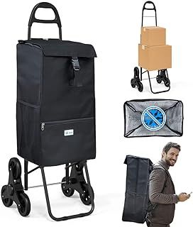 VOUNOT Foldable Shopping Trolley with Thermal Insulation Liner, 6 Wheels Stair Climbing Grocery Shopping Cart, Waterproof, 40L