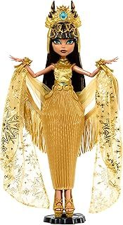 Monster High Howliday Doll, Winter Edition Cleo De Nile Collectible in Golden Gown with Gleaming Accessories and Shimmery Fringe Shawl, HXJ00