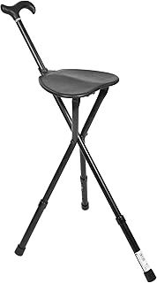 KMINA PRO - Walking Stick with Seat, Height Adjustable Handle, Chair for Adults, 3 Legs, Aluminium Cane