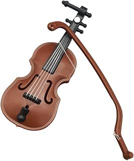 Tixiyu Miniature Violin with Bow, Natural Wood, 0.1 kg, 4 Strings, Polished Finish, Mini Violin for Decorating Houses or Offices