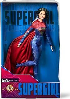 Barbie Doll Supergirl, Collectible Doll from The Flash Movie Wearing Red and Blue Suit with Cape, Doll Stand Included, HKG13