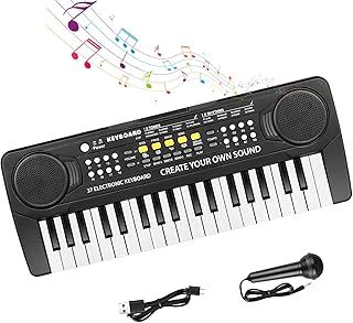 Shayson Keyboard Piano for Kids 37 Keys Music Piano with Microphone Portable Musical Toy Electronic Piano Birthday Gifts for Girls Ages 3-12 Pink