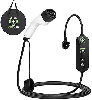 Portable EV Charger 3.3 KW Type 2 to UK 3 Pin - 5m [6/8/10/13A] Adjustable Electric Car Charger with Current Adjustment, Timing Delay, LED Display, IP66 Waterproof