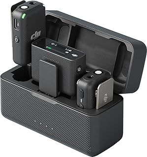 DJI Mic (2 TX + 1 RX + Charging Case), Wireless Lavalier Microphone, 250m (820 ft.) Range, 15-Hour Battery, Noise Cancellation Wireless Microphone for PC, iPhone, Record Interview, YouTube, Vlogs