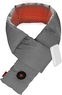 Comfytemp Heated Neck Scarf with 5000mAh Power Bank, Rechargeable Neck Heat Pad for Pain Relief, Heated Neck Wrap for Men Women Kids, USB Heating Neck Warmer for Motorcycle, Camping, Cycling, Outdoors