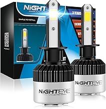 Nighteye H7 Led Headlight Bulbs, 350% Extremely Bright H7 Led Bulb 9000LM 72W, Car H7 Led Headlight Conversion Kit, 6500K Cool White Replacement H7 Headlight Bulb (2 PCS)