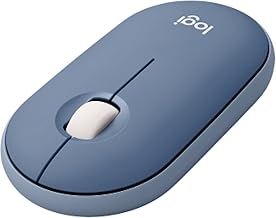 Logitech Pebble Wireless Mouse with Bluetooth or 2.4 GHz Receiver, Silent, Slim Computer Mouse with Quiet Clicks For Laptop, Notebook, iPad, PC and Mac - Blueberry