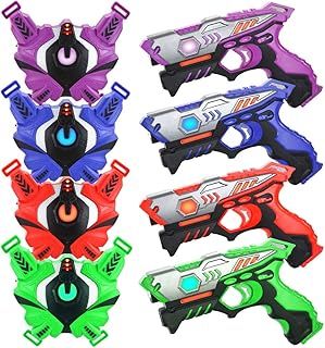 TINOTEEN Laser Tag Guns Set with Vest Infrared Guns, Set of 4 Player