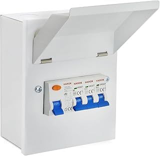 Metal Garage Consumer Unit 63A RCD, 6A, 16A, 32A, MCB Amendment 3