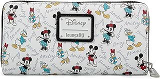 Loungefly Disney Wallet Mickey Minnie Mouse Daisy Donald Duck Zip Clutch White