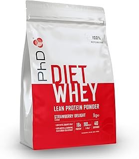 PhD Nutrition Diet Whey Lean Protein Powder | Strawberry Delight Whey Protein Powder | 1kg Bag [ PACKAGING MAY VARY ]