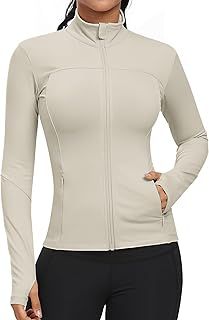 GYM RAINBOW Workout Jackets for Women, Full Zip Slim Fit Lightweight Athletic Running Sports Track Jacket with Pockets