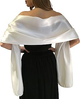 Silky Satin Wedding Wrap Stole Shawl Pashmina Scarf For Brides Bridesmaids in Ivory White Black Blue Silver Gold Pink Grey Green
