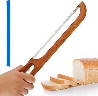 Bread Slicer-40 cm Bread Bow Saw for Slicing - Serrated Sourdough Bread Saw with Acacia Wooden Handle-Bread Cutter for Homemade Bread-Sourdough & Bagels Serrated Bread Slicer-Bread Cutter