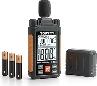 Decibel Meter, TS-501A Sound Level Meter with 2.25” Backlight LCD Screen, Portable SPL Tester with A Weighted, Range 30-130dB, Data Hold, MAX/MIN, Use for Home, Noisy Neighbor, Factory - Orange