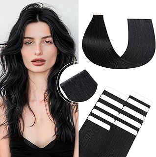 SEGOHAIR Tape in Hair Extensions Human Hair Virgin Hair Pieces Injected Remy Tape Hair Extensions, Invisible Seamless for Women 12" 10g 5pcs Jet Black