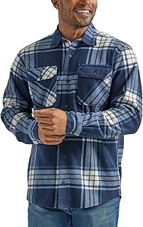 Wrangler Authentics Men's Long Sleeve Plaid Fleece Shirt Jacket Button