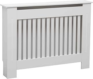 Oypla Medium White Wooden Slatted Grill Radiator Cover MDF Cabinet
