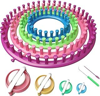 Readaeer Round Knitting Looms Set Craft Kit Tool with Hook Needle and Pompom Maker