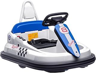 HOMCOM Kids Bumper Car 360° Rotation Spin Waltzer Car 6V Electric Ride On Car with 2 Speeds, Music, Lights for 18-48 Months - White