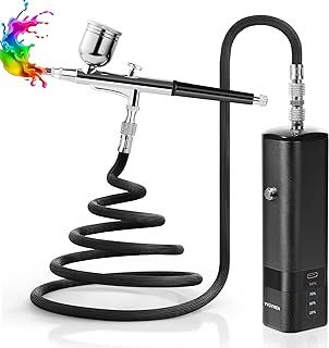 YF YOUFU Cordless Airbrush Kit with Compressor, Portable Mini Air Gun 32PSI High Pressure Air Brushes for Painting Tattoo Nail Art Fashion Makeup Cake Barber