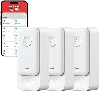SwitchBot WiFi Water Sensor No Hub Ruiqred, Smart Water Leak Detector 100dB Adjustable Alerts & App Alerts, IP67 Waterproof, Wireless Detector for Kitchen, Bathroom, Basement (Support 2.4G Only)