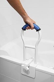 KMINA - Padded Bathtub Grab Rails for Bathroom (Bathtubs with Flat Rim ≥3.15"), Support Handles for Disabled, Bars Elderly, Handrail (Blue)