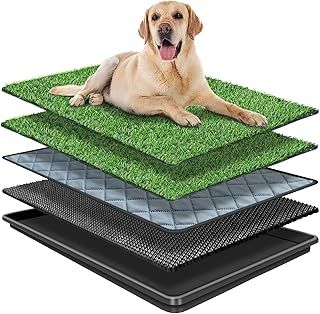 60 x 90 CM Dog Grass Pad with Tray for Indoor/Outdoor Large Dog Potty Training Reusable Dog Training Pads with tray Grass Pee Pads for Dogs with Tray is Reusable and Easy to Clean