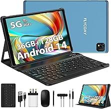 Newest Android 14 Tablet 10 Inch, Octa-Core 2.0 GHz, 36GB RAM+128GB ROM(1TB TF) 5G+2.4G WiFi, 1920 * 1200 FHD, BT 5.0, GPS, 8000mAh, Metal Body, Tablet with Keyboard & Mouse, Bule