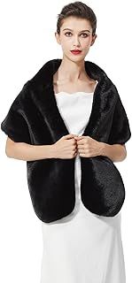 BEAUTELICATE Faux Fur Wrap Shawl Shrug Stole for Women Brides Bridesmaids Winter Wedding Evening Party One Size