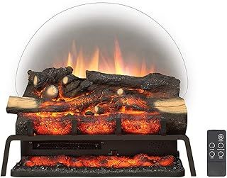 FLAMME 23’’/58cm Portable Basket Electric Fire, 1000W/2000W Heater, Log Set, Crackling Sound Effect, Remote Control