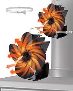 Maxesla Two Uses Big Stove Fan, 4 Blades Log Burner, Silent Wood Burner for Fireplace Pipe, Eco-Friendly for Wood Burning Stove, Wall Hanging Radiator for Efficient Heat Distribution